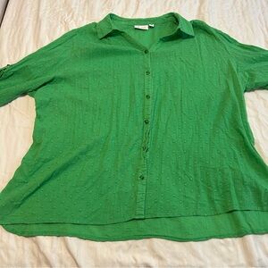 Denim&Co Green Textured Button-Front Shirt